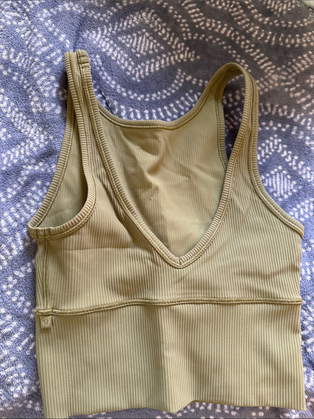 lululemon athletica Olive Green Ribbed V-Neck Tank